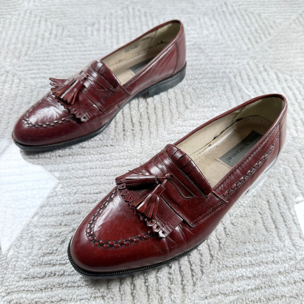Stacy Adams Loafers Men 10.5 Burgundy Leather Tassel Kiltie Dress Shoes VTG 90's